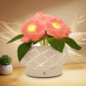 Trahoo-Cadeau D'anniversaire Pour Femme,Lampe Tactile En Forme De Rose,Lumi&egrave;res Aliment&eacute;es Par Piles, Petite Veilleuse &Agrave; Intensit&eacute; Variable 3 Couleurs, Cadeau Pour Maman Pour La Saint-Valentin, La - Neuf
