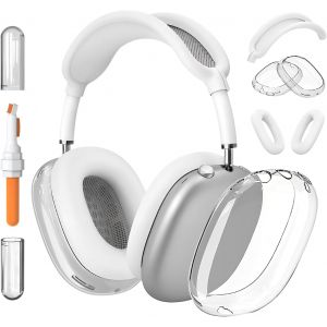 Coque pour AirPods Max, Coque TPU Transparente et Souple avec Stylo de Nettoyage pour Casque, Transparent Anti-Chocs Anti Rayures Anti-Poussi&egrave;re pour Airpods Max (Transparente) - Neuf