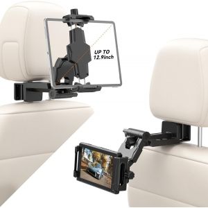 Support de Tablette pour appuie-t&ecirc;te de Voiture - Rotation &agrave; 360 &deg; - avec Bras r&eacute;glable - pour t&eacute;l&eacute;phones Portables et tablettes Pro, Air, Switch, Galaxy, 4,7 &agrave; 12,9 - Neuf