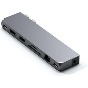 JGD-SATECHI 8 en 1 Hub Dual USB C Pro Max USB4 &agrave; 40Gbps, PD 96W, Ethernet, HDMI 4K@60Hz, USB-C/USB-A 5Gbps, SD/MicroSD et Jack Audio pour MacBook Air & Pro M5 M4 et Plus &iquest; Gris Sid&eacute;ral - Neuf