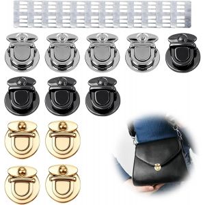 MEVRONISSHOP-24 Pi&egrave;ces Fermoir Cartable, Fermoir Sac a Main, Convient Aux Sacs &agrave; Dos, Portefeuilles, Sacs &agrave; Main, Valises et Autres Aacs, avec 12 Entretoises(Argent Noir et Or) - Neuf