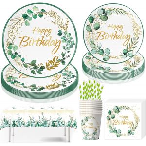 Trahoo-Kit Vaisselle Anniversaire,Party Set, Assiettes, Serviettes Et Gobelets, Décoration De Table, Décoration D'anniversaire,Assiette Carton Papier Tasses Serviettesr Nappe Pour Fête De Noël - Neuf