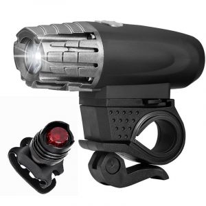 Un Ensemble De Bicyclette Noire De La Lumière (La Lumière Avant + Feu Arrière Gem) Rotation De 360 Degrés De Recharge Usb Engins Avertissement De L'éclairage Extérieur - Neuf