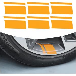 6pcs Réfléchissant De La Jante D'une Roue De Voiture Autocollants (Jaune) Universel D'accessoires De Décoration De La Jante Rayures - Neuf
