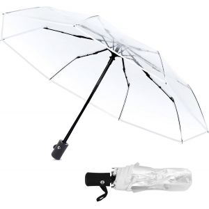 Yemaesre-Parapluie Pliant, Parapluie De Pluie Pliant Automatique Ouvert Parapluie Automatique Transparent De Mode Extérieur Parapluie De Pluie Pliant Portable À Trois Volets - Neuf