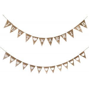 Senior-Just Married Guirlande De Fanions De Mariage En Toile De Jute Pour D&eacute;coration De Voiture, C&eacute;r&eacute;monie De Mariage, Douche Nuptiale[L1250] - Neuf