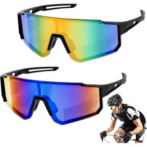 Lunette De Cyclisme Polarisées, Lot De 2 Lunettes De Lunette Velo Homme Femmes, Lunette De Cyclisme Protection Uv400, Lunette De Soleil Sport Pour Vélo Pêche Course Conduite L'alpinisme[Z326] - Neuf