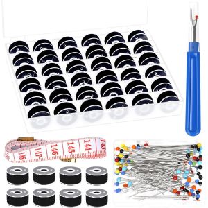 Chenquansarl-138pcs De Fil De Couture De Bobines Pr&eacute;enroul&eacute;es Noires Kit, Fil De Bobine Pr&eacute;enroul&eacute; De 36pcs, &Eacute;pingles &Agrave; Coudre De 100pcs Avec Outils &Agrave; Coudre De 2pcs - Neuf