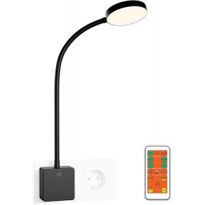 Lampe Veilleuse De Nuit Chevet Murale Led Dimmable Sur Prise De Courant Avec Telecommande Sans Fil, 3 Cct Couleurs Eclairage 5000k 4000k 3000k - Neuf