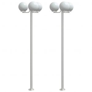 Lot De 2 Lampadaires D'ext&eacute;rieur 16 X 16 X 215 Cm &Eacute;clairage Polyvalent Jardin Finition Brillante En Acier Inoxydable Argent&eacute; Helloshop26 02_0056638 - Neuf