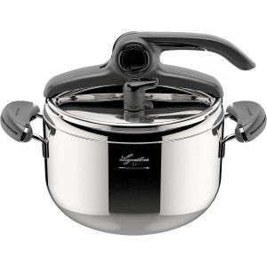 SUBZONAL-Mia Lagoeasy'UP Autocuiseur 5 L en Acier Inoxydable 18/10 &Oslash; 22 cm, Casserole Induction et &agrave; Gaz, Couvercle &agrave; Ouverture Facile, Fond 3 Couches Irradial Plus, Lavable au Lave-Vaisselle - Neuf
