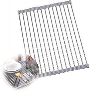 Kalanka-Egouttoir Vaisselle, Egoutoire Vaisselle Cuisine Evier, Egouttoir Vaisselleacier Inoxydable Pliable Evier, Repliable Et Amovible, Pour S&eacute;cher Fruits, L&eacute;gumes Et Assiettes - Neuf