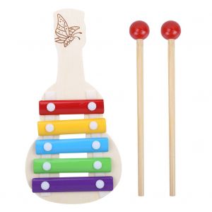 Lot de 2 jouets musicaux educatifs pour enfants?: bracelet, grelots et xylophone a 5 notes - Neuf