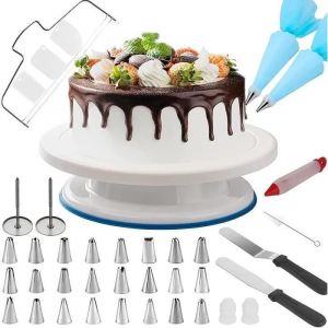 Moule À Gâteau, Plateau Tournant À Gâteau De 27,9 Cm Avec 24 Buses De Tuyauterie, Divers Kits De Décoration De Gâteau. - Neuf