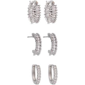 Chenquansarl-Boucles D'oreilles Cr&eacute;oles En Argent Pour Femmes, Petites Cr&eacute;oles Zircone Et Boucles D'oreilles En Forme De C Bijoux Fantaisie Accessoires Et Cadeaux Pour Femmes (Argent) - Neuf