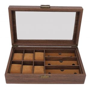 Bo&icirc;te &Agrave; Montres En Bois, &Eacute;tanche &Agrave; La Poussi&egrave;re, Style R&eacute;tro, Grain De Bois, Rangement Pour Montres, Pr&eacute;sentoir Pour Plusieurs Montres Et Lunettes - Neuf
