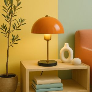 Armance - Lampe De Table Champignon Orange 38cm - Neuf