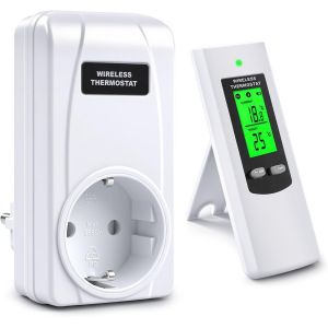 Prise Thermostat Chauffage 16A 230V Thermostat Connect&eacute; R&eacute;gulateur de Temp&eacute;rature avec T&eacute;l&eacute;commande pour Appareils de Chauffage et de Climatisation - Neuf