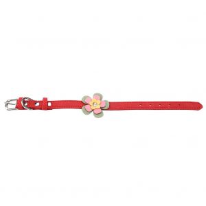 Hjlian Collier Pour Chien A Trois Couches En Pu Souple Avec Strass Et Fleurs, Rouge, Taille S - Neuf