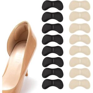 16 Coupe De Talon (Noir, Beige), Soft Pad Talon, Semelle, Talon Protecteur, Liner, Auto-Adhésif Intérieur, Des Autocollants Pour Les Femmes, Les Hommes Et Femmes Chaussures Sont Trop Gras - Neuf