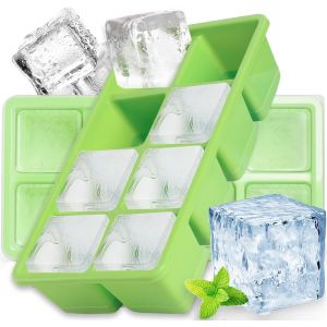 Tianyi-Lot De 2 Grands Bacs À Glaçons, Bacs À Glaçons En Silicone Xxl Avec Couvercle, 8 Compartiments - Sans Bpa - Pour Les Whisky, Cocktails, Chocolat, Aliments Pour Bébé - Neuf