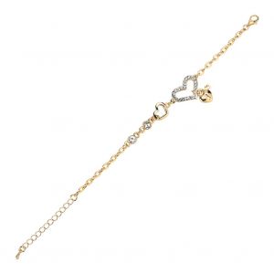 Bracelet Jonc En Alliage Dore Avec Pendentif Et Strass Pour Femme - Neuf