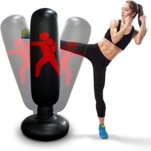 Poteau De Boxe Gonflable Noir Ultime - Sac De Frappe Durable Et Portable Pour Tous Les Âges, Parfait Pour Les Entraînements À Domicile Et Le Soulagement Du Stress ! - Neuf