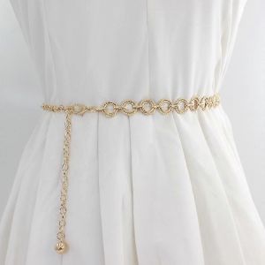 Cercle De Mode En Métal Taille Chaîne Ceinture Femmes S Or Argent Ceinture Hip Hop Style Ceintures Robe Accessoires Cinturon Mujer - Neuf
