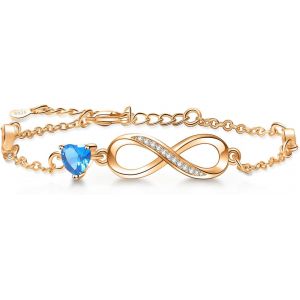 Id&eacute;e Cadeau No&euml;l Bracelet Pour Femme En Argent 925 Avec Zircone Cubique Signe Infini C?Ur Bijoux Cadeaux Pour Femme M&egrave;re, Argent Sterling, Oxyde De Zirconium - Neuf