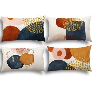 Cauc-Housse De Coussin 30x50 Lot De 4 Housse Coussin En Lin Coussin De Canap&eacute; Moderne Boho Coussin Canape Motif Abstrait Coussin Canape Chambre Canap&eacute; Ext&eacute;rieur Housse Oreiller 30 X 50 A080 - Neuf