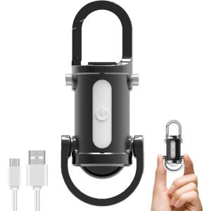 Super Bright Mini Keychain Flashlight Waterproof Mini Led Flashlight 1200lm Rechargeable With Power Bank For Outdoor Camping (Black) - Neuf