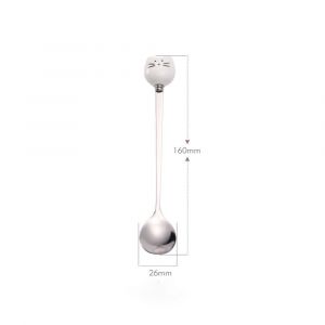 (Blanc)1 Pcs Cuillère À Café De Tête De Chat Mignonne En Acier Inoxydable, Cuillère À Thé De Chat, Belle Cuillère, Cuillère À Dessert De Crème Glacée Pour Thé Café Dessert Sucre - Neuf