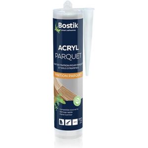 Joint Acryl Parquet et Sols Stratifié-Colle Mastic Acrylique-Compatible Tous Vernis-Sans Solvant-Couleur : Gris,Cartouche 300 ml - Neuf