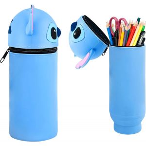 MAA-Trousse Ecole 2 en 1 en Silicone Souple Scolaire Fille Garcons, Unisexe Trousse Papeterie Enfant avec Fermeture Eclair Pochette Trousse à Crayons Anniversaire Cadeaux - Neuf
