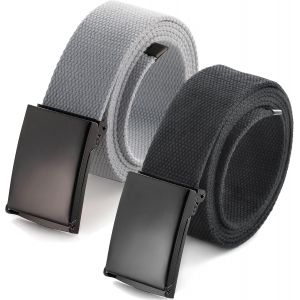 Men's Adjustable Webbing Belt Buckle Military Black Tooth Belt.[E911] - Neuf