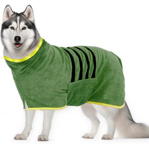 Jgd-Peignoir De Bain Pour Chien, Peignoir Pour Chien En Microfibre, Extra Absorbant Et &Agrave; S&eacute;chage Rapide, Peignoir De Bain Pour Chien Avec Fermeture Velcro Et Bande R&eacute;tractable R&eacute;glable Pour Grands - Neuf