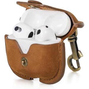 LORANKA-&Eacute;tui pour AirPods 3, &Eacute;tui Antichoc en Cuir V&eacute;ritable Compatible avec AirPods 3(Marron) - Neuf