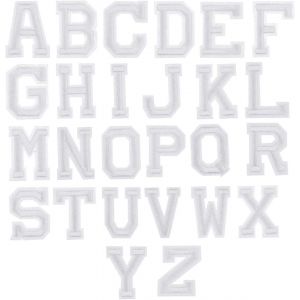 Lot De 26 Patchs Thermocollants Ou Appliqués À Coudre Avec Lettres Blanches, Lettres De L'alphabet De A À Z, Autocollants Décoratifs Pour Vêtements, Jeans, Vestes, Sacs - Neuf