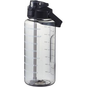 Subzonal-Grande Bouteille D'eau De 2 L - Noire - Bouteille D'eau De 2 Litres - Anti-Fuite - Sans Bpa - Avec Poign&eacute;e, Paille Et Marqueur De Temps - Pour Le Fitness En Plein Air - Neuf