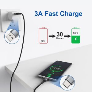 Tianyi-Lot De 3 C&acirc;bles Usb C De 2 M - En Nylon - Usb A Vers Usb C 3a - Type C - C&acirc;ble De Charge Rapide - Compatible Avec Samsung Galaxy S22 S21 S20 S10 S9 S8 Plus Note 10 9 8, Huawei, Google Pixel, X - Neuf