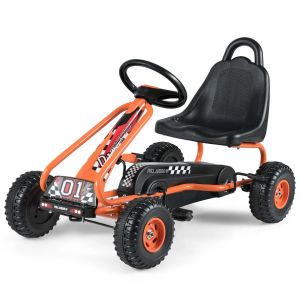 Kart &Agrave; P&eacute;dales Enfants Si&egrave;ge R&eacute;glable 92 X 50 X 53 Cm Propulseur Ergonomique Roues Antid&eacute;rapantes En Pp Orange Helloshop26 20_0018455 - Neuf