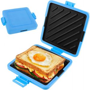 Machine &Agrave; Sandwichs Pour Micro-Ondes - Batterie De Cuisine Sans Fil En Silicone - Technologie Heatwave - Grille-Pain Antiadh&eacute;sive Pour La Cuisson De Sandwichs Croustillants (Bleu) - Neuf