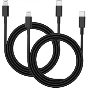 USB C vers Lightning 1 m Noir, 2 Pack c&acirc;ble de charge iPhone certifi&eacute; Apple MFi USB C charge rapide pour iPhone 14/14Pro/14Pro Max/ 13/13 mini/13 Pro/13Pro Max/12/12 mini/12Pro/12 Pro Max/11/X/XS - Neuf