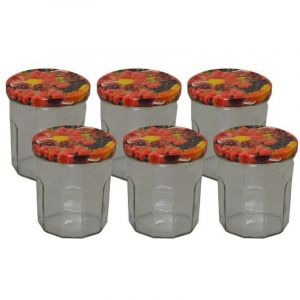 Bouchonnerie Jocondi - Pack 6 Confituriers 324ml Couvercle D&eacute;cor Fruits - Neuf