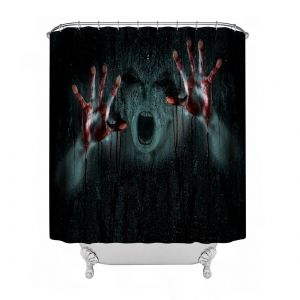 Rideau de douche Halloween, rideau de douche de salle de bain Halloween avec crochets 59 L x 71 H pouces, décoration d'Halloween, rideau de séparation de salle de bain imperméable, fantôme hurlant - Neuf