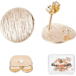 Kal-1 Boîte 20 Pièces De Boucles D'oreilles Rondes Irrégulières En Plaqué Or 18k Avec Boucle Et 20 Écrous D'oreille Pour La Fabrication De Bijoux À Bricoler Soi-Même - Neuf
