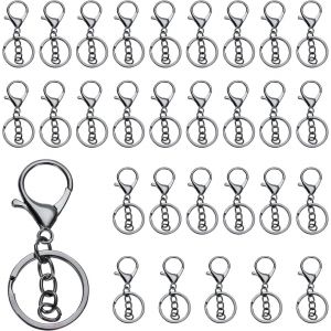 Eryi-Mousquetons À Griffes De Homard Pour Porte-Clés, Lot De 30 Mousquetons À Griffes De Homard Avec Anneau Fendu Plat Et Chaîne Pour Accessoires De Porte-Clés Diy, Couleur Noir Mat - Neuf
