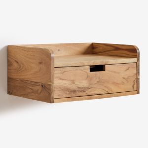 Table De Chevet Flottante 45x30 Cm En Bois D'acacia De Narbona Acacia Rustique Marron - Neuf