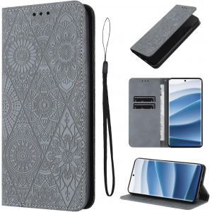 Kal-Étui Pour Redmi Note 14 Pro/Pro+ 5g Pouces Cuir Artificiel Coque Note 14 Pro/Pro+ 5g Avec Fente Pour Carte Housse Note 14 Pro/Pro+ 5g Béquille Housse, Gris - Neuf