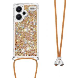 Coque Liquide Pailletée Transparente Avec Cordon Réglable 1,5 M Pour Redmi Note 13 Pro Plus 5g - Tpu Antichoc, Effet Sable Mouvant Brillant, Protection Coins Airbag - Neuf